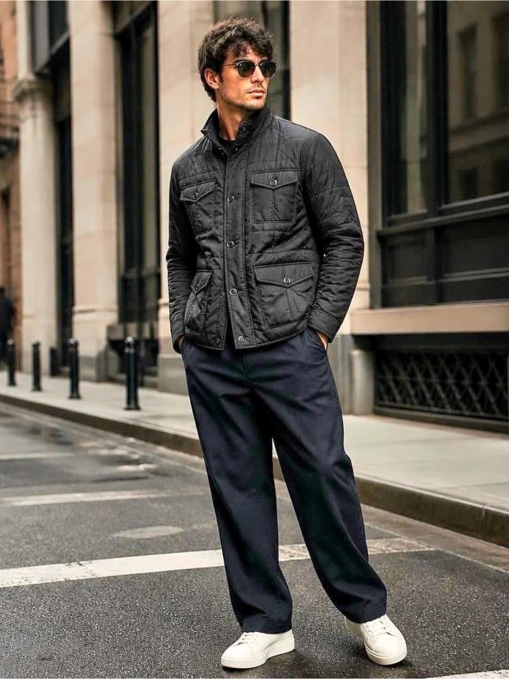 Zara Man Quilted Jacket in Black Size Medium Like New
